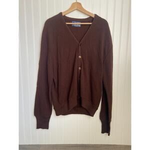 Vtg Arnold Palmer Robert Bruce Wool Cardigan Size XL Brown, Button, Made in USA